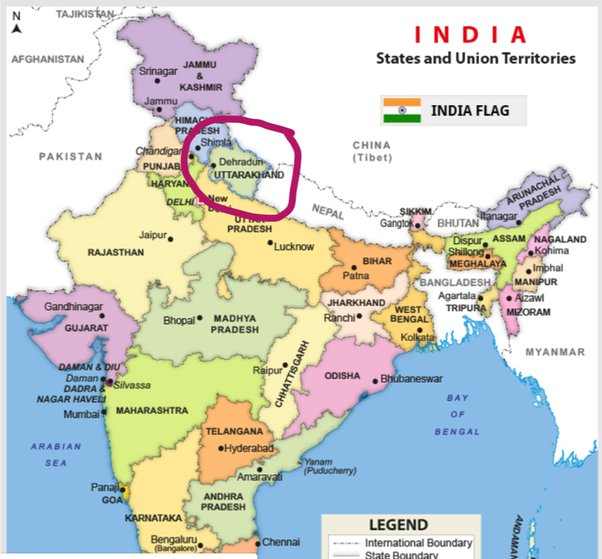 Where is Uttarakhand in India Map